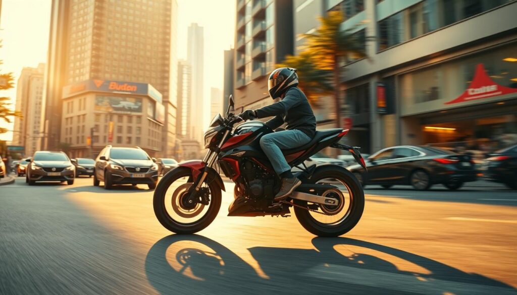 motocykl v městském provozu