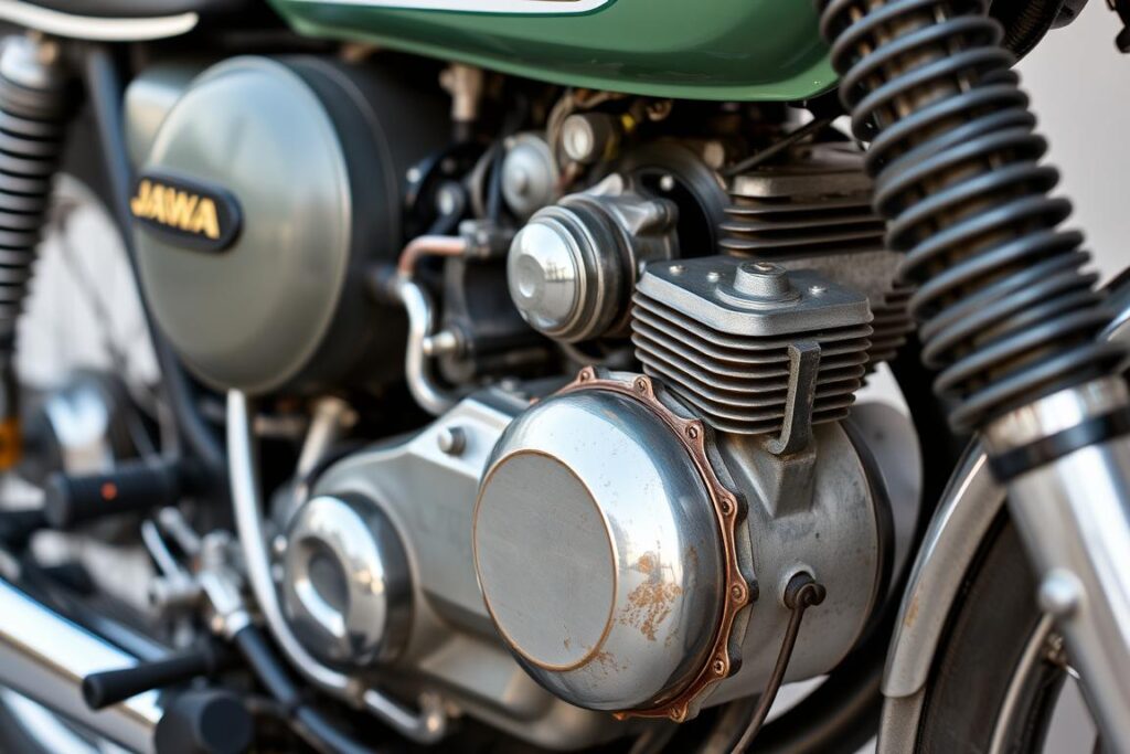 Detail autentických retro dílů na motorce Jawa 125 Detail autentických retro dílů na motorce Jawa 125