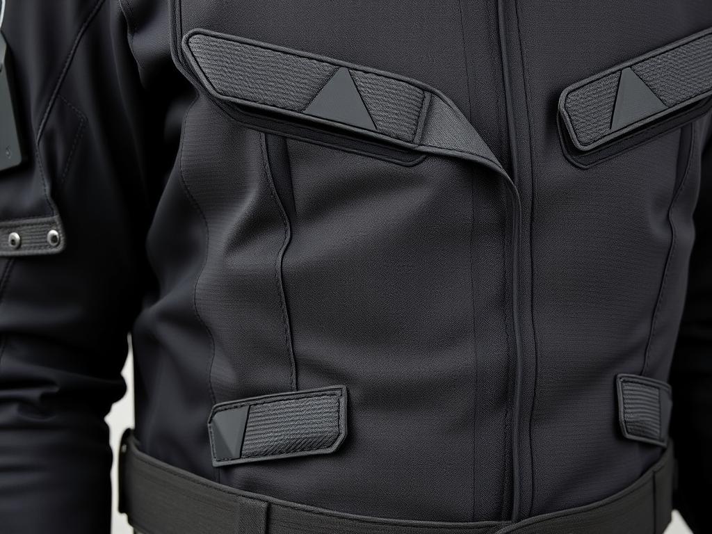 Detail moto bundy s vyznačenými ochrannými prvky vhodnými pro práci s kombajnem