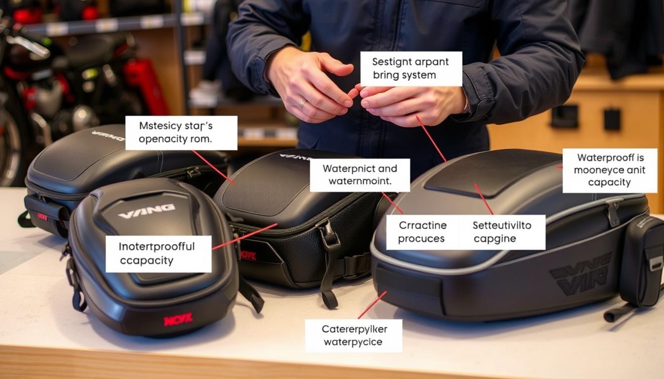 Motorkář vybírající nejlepší moto tankvak s důrazem na klíčové vlastnosti