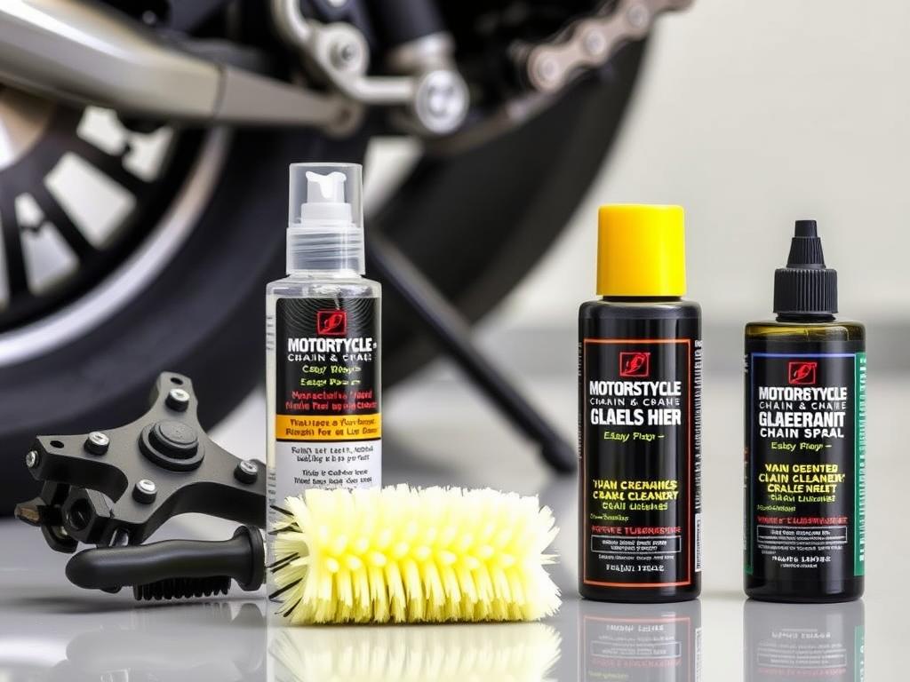 Sada na čištění a mazání řetězu motorky s kartáčem a sprejem