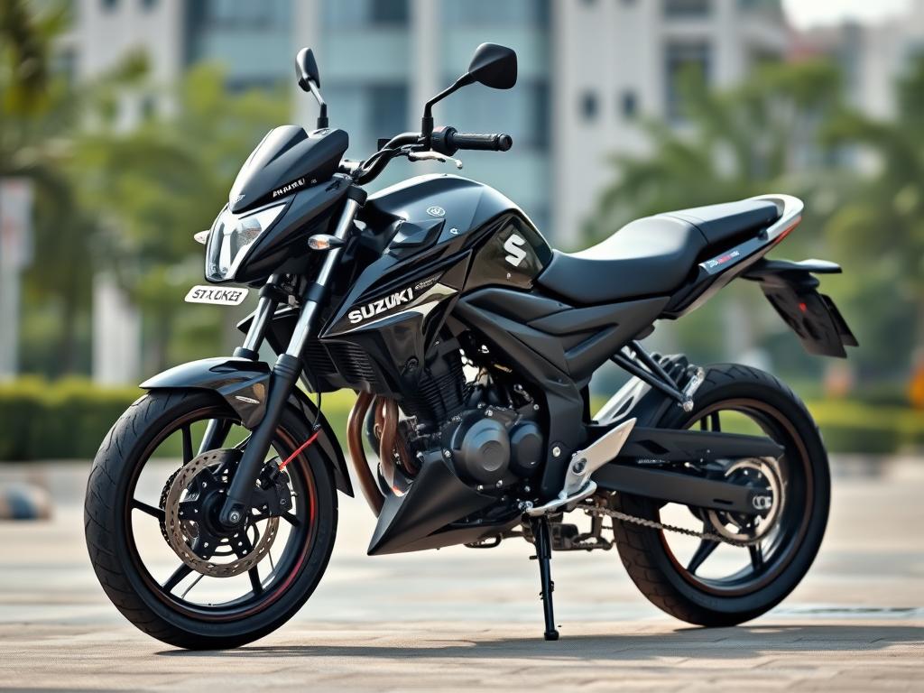 Suzuki GSX-S125 - moderní nejspolehlivější motorka 125 ccm v černé barvě Suzuki GSX-S125 - moderní nejspolehlivější motorka 125 ccm v černé barvě