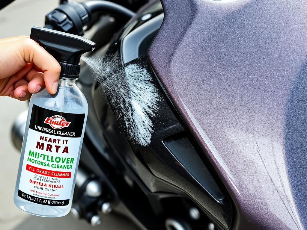 Univerzální čistič na motorky s aplikátorem a čistá motorka