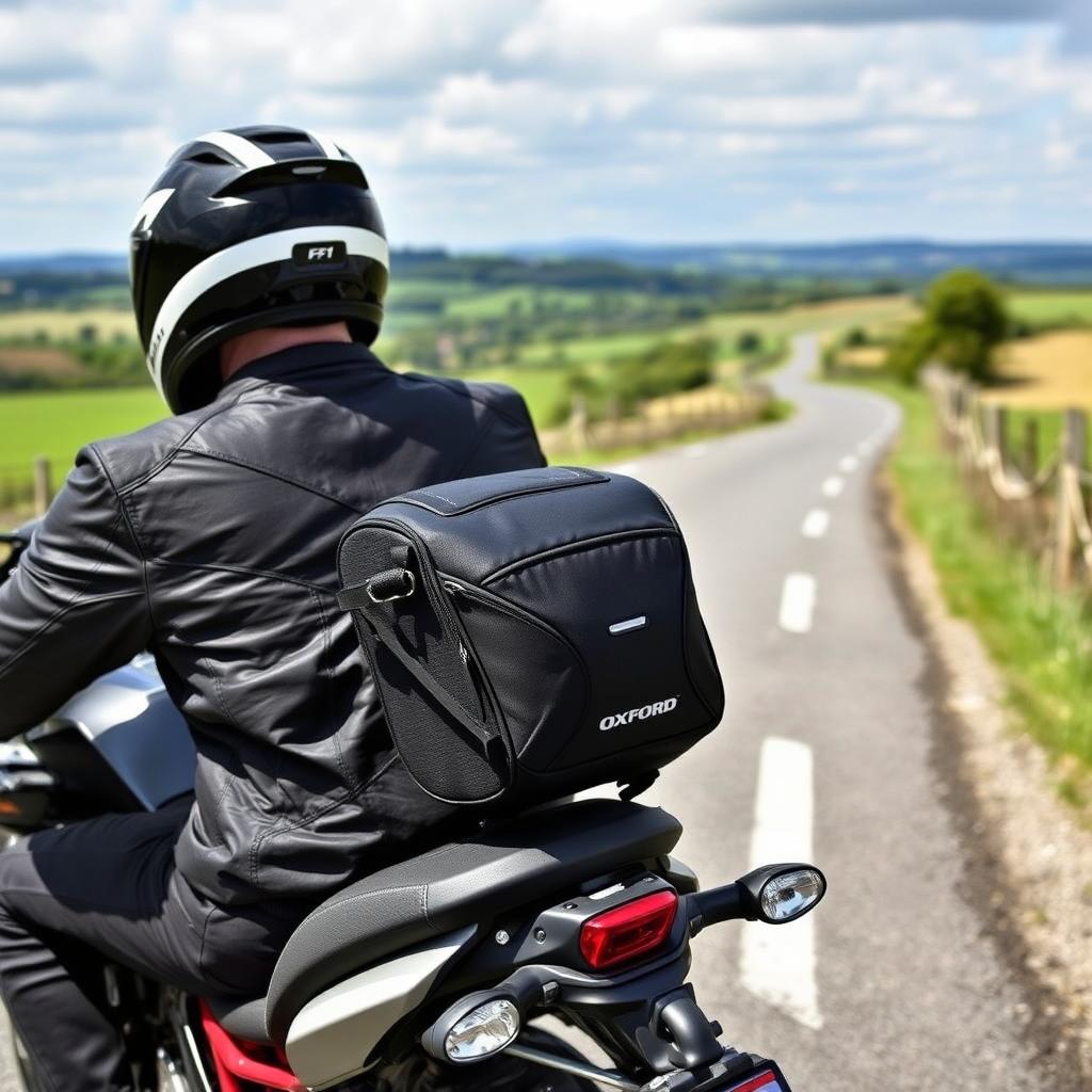 Víkendový motorkář s tankvak Oxford F1 18L - nejlepší moto tankvak na výlety