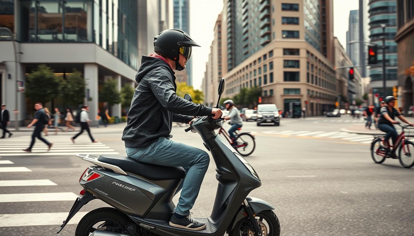 bezpečná jízda skútr město